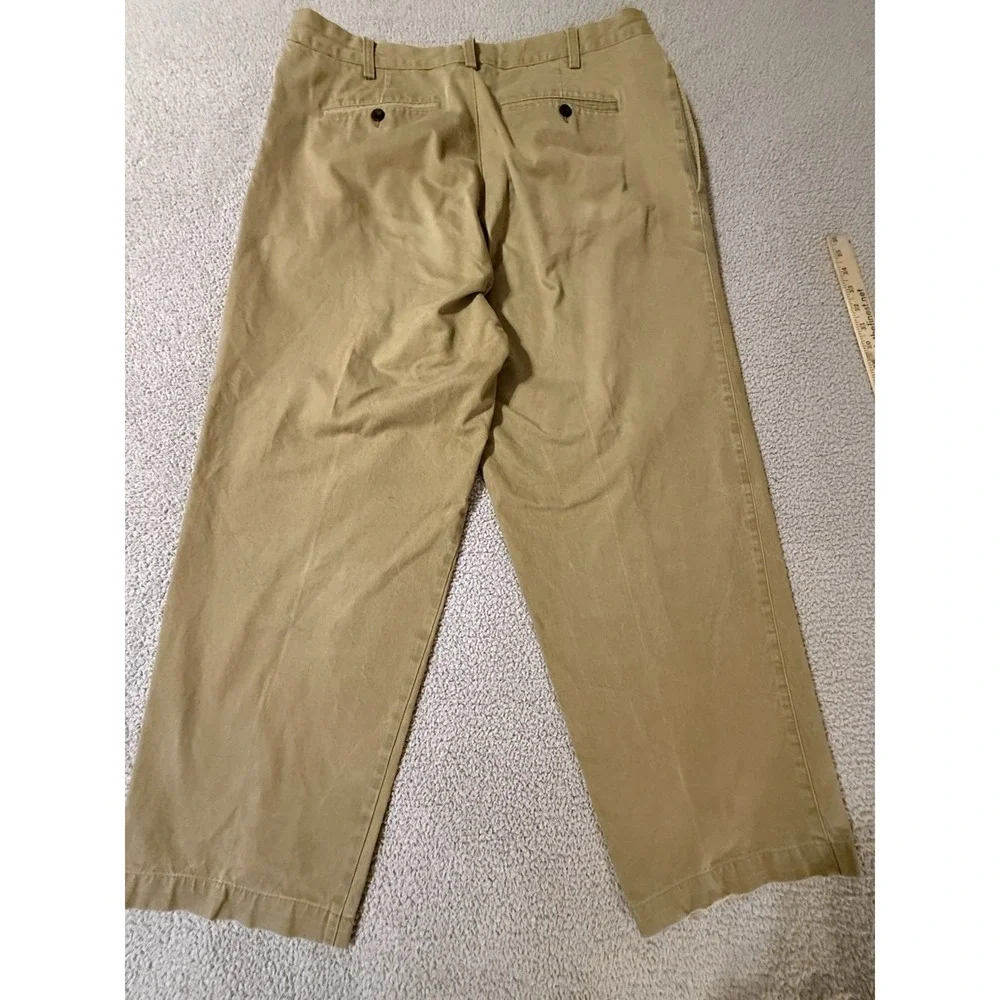 Vintage Orvis Men's Tan Pleated Khaki Heavy Cotton Pants Slacks Size 42